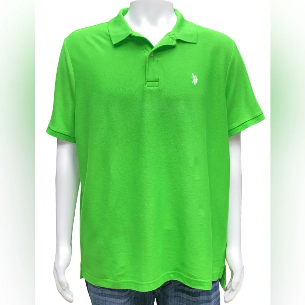 U.S. Polo Assn. Neon Green Polo Shirt with White Logo - Picture 1 of 5